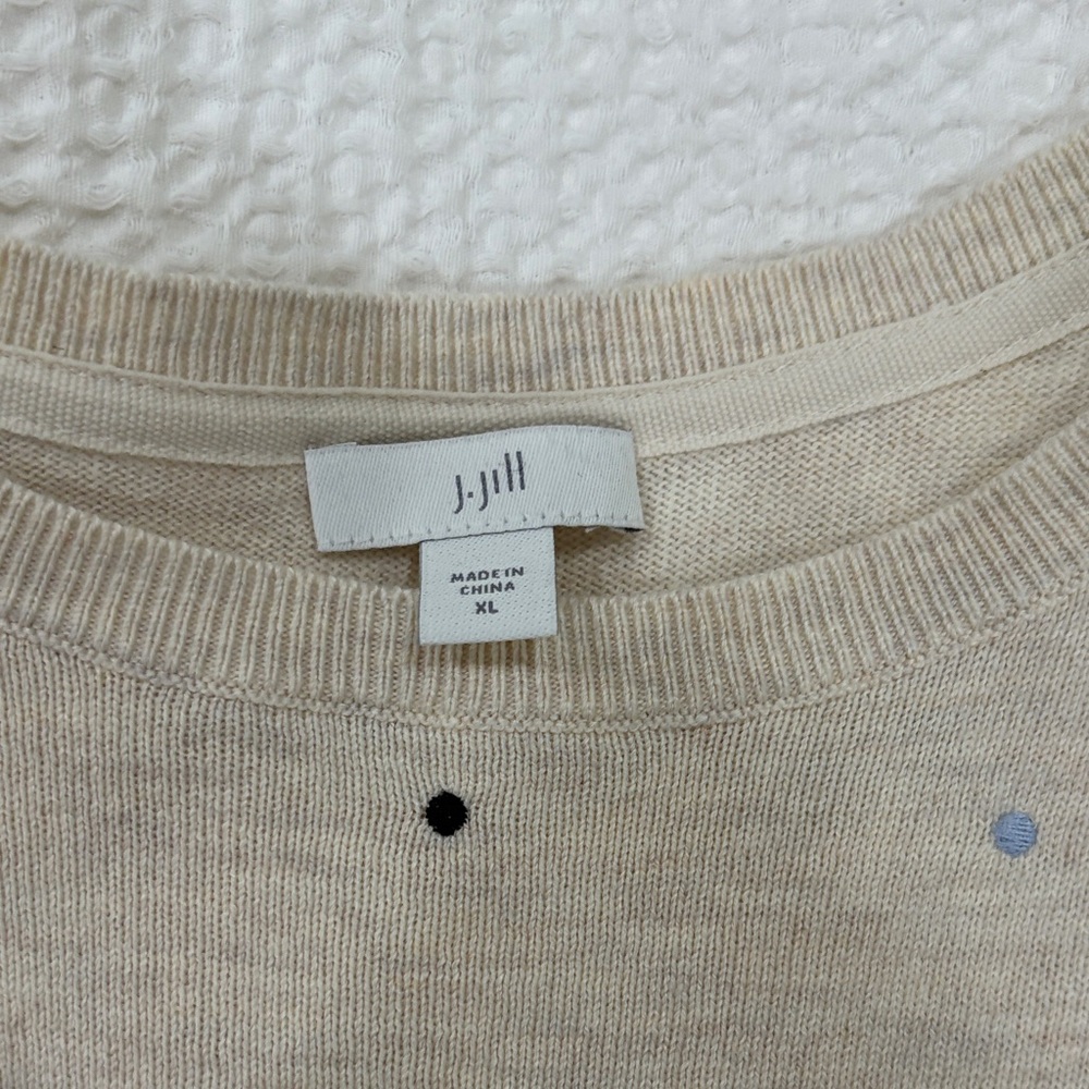 J Jill Beige Polka Dot Sweater - Picture 3 of 6